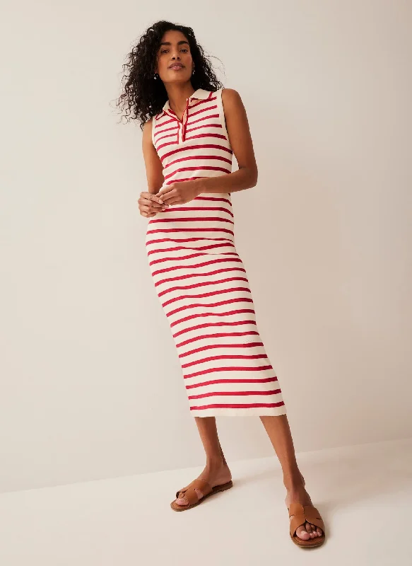Printed mini dresses for a casual day out Red Striped Polo Midi Dress
