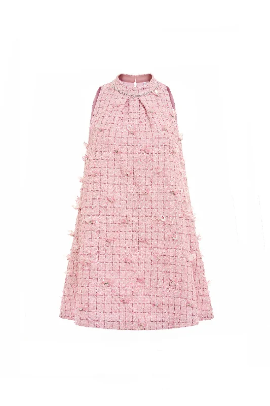 Denim mini dresses with distressed details Polly Trapezoid Sleeveless Tweed Mini Dress Denim mini dresses with distressed details Polly Trapezoid Sleeveless Tweed Mini Dress
