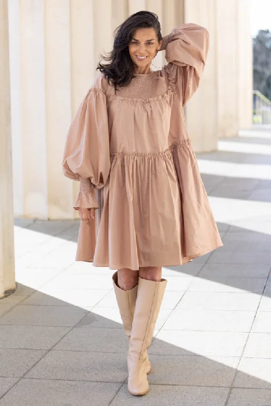 Mini dresses with belted waists for a defined silhouette Cove Dress Caramel