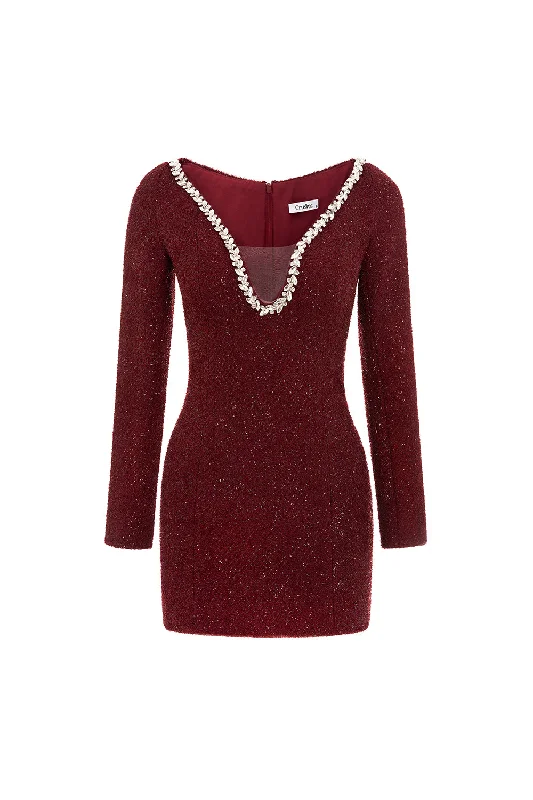 Metallic mini dresses for a glamorous event Boram A-line Long Sleeved Tweed Mini Dress Metallic mini dresses for a glamorous event Boram A-line Long Sleeved Tweed Mini Dress