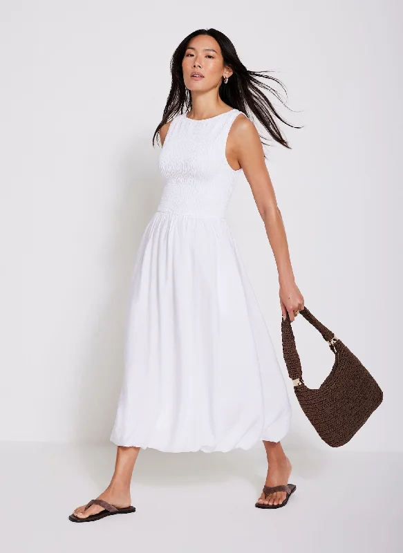 Printed mini dresses for a casual day out White Bubble Hem Midi Dress