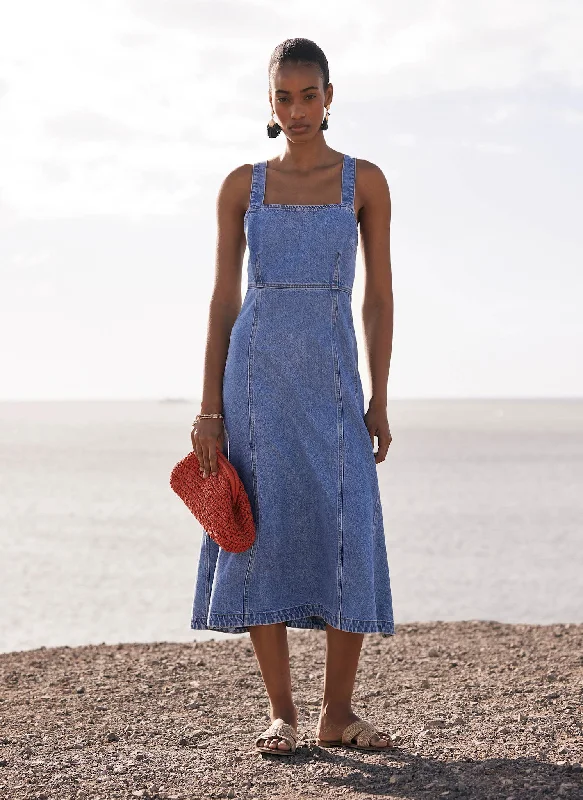 Linen mini dresses for a breathable summer option Blue Denim Midi Dress