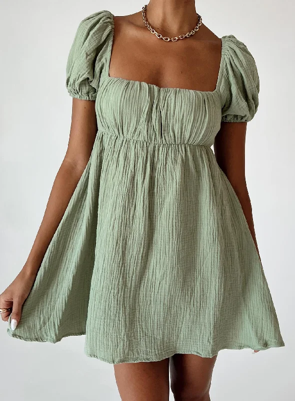 Strapless mini dresses for a beach vacation Let's Dance Mini Dress Sage