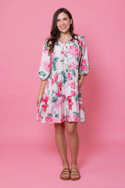 Denim mini dresses with distressed details Miriam Shirt Dress Pink Floral