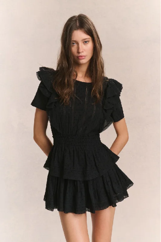 Mini dresses with gathered skirts for a voluminous effect Natasha Heritage Mini Dress - BLACK Mini dresses with gathered skirts for a voluminous effect Natasha Heritage Mini Dress - BLACK