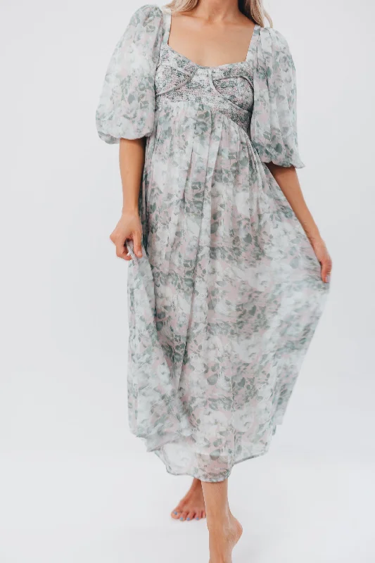 Midi dresses with ruched sleeves for a more fitted and stylish arm look Harlow Maxi Dress in Forest - Bump Friendly (S-XL) Midi dresses with ruched sleeves for a more fitted and stylish arm look Harlow Maxi Dress in Forest - Bump Friendly (S-XL)
