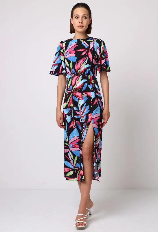 Midi dresses with puff sleeves for a vintage - inspired look Angel Sleeve Floral Midi Dress Midi dresses with puff sleeves for a vintage - inspired look Angel Sleeve Floral Midi Dress