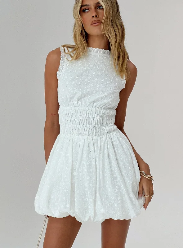 Metallic mini dresses for a glamorous event Vittoria Bubble Hem Mini Dress White