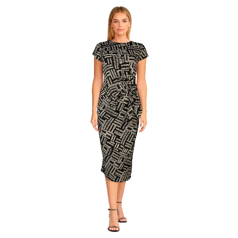 Plaid mini dresses for fall fashion Women's Short Sleeve Side Tie Midi Dress