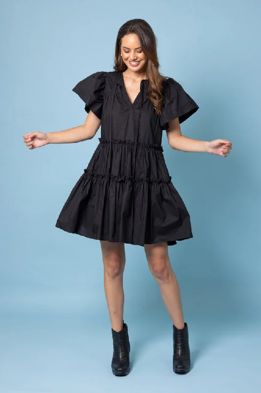 Polyester mini dresses for easy care Estelle Dress Black