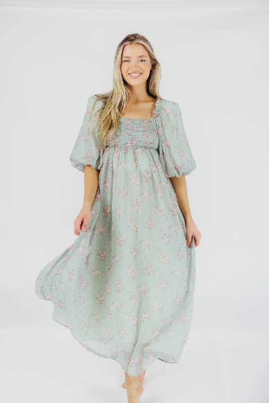 Midi dresses with lace - up fronts for a unique and adjustable style Melody Maxi Dress in Turquoise Floral - Bump Friendly & Inclusive Sizing (S-3XL) Midi dresses with lace - up fronts for a unique and adjustable style Melody Maxi Dress in Turquoise Floral - Bump Friendly & Inclusive Sizing (S-3XL)