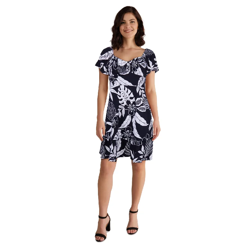 Mini dresses with cut - out details for a trendy look Women's Ruffle Sleeve Printed Dress Mini dresses with cut - out details for a trendy look Women's Ruffle Sleeve Printed Dress