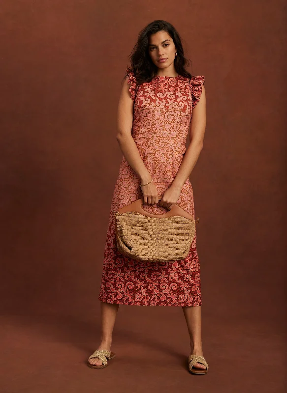 Mini dresses with bow accents for a sweet look Orange Printed Midi Dress