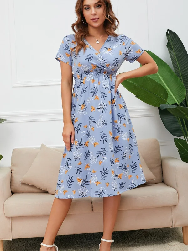 Midi dresses with side slits for a sexy and elegant appearance KittenAlarm - Disty Floral Ruffle Hem Elastic Waist Summer Dress Midi dresses with side slits for a sexy and elegant appearance KittenAlarm - Disty Floral Ruffle Hem Elastic Waist Summer Dress