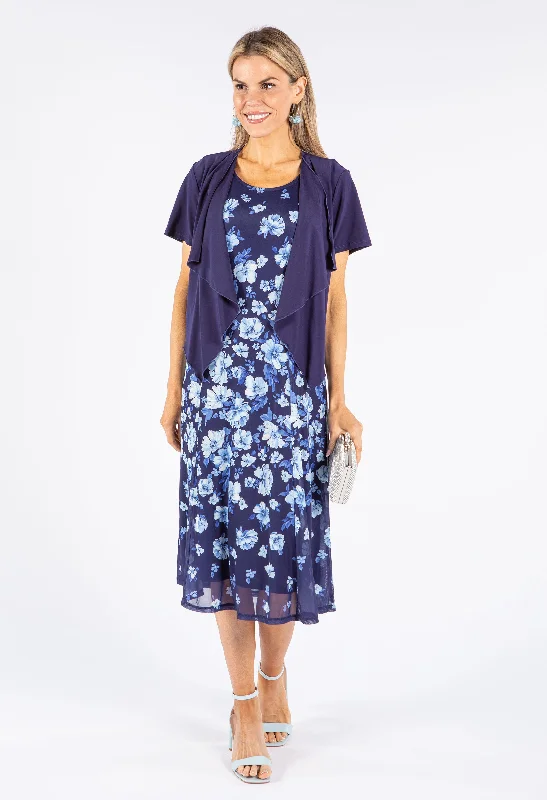 A - line midi dresses with floral prints for spring brunches Floral Dress and Short Sleeve Shawl Two Piece A - line midi dresses with floral prints for spring brunches Floral Dress and Short Sleeve Shawl Two Piece