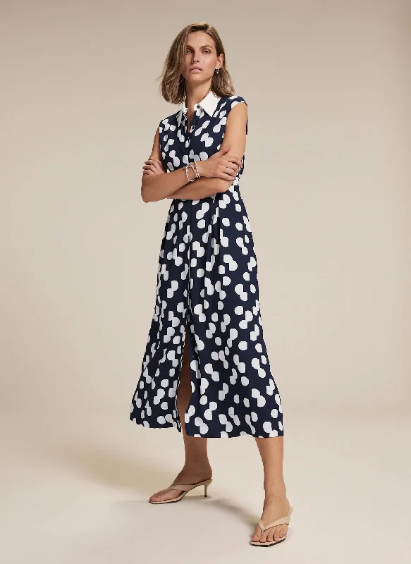Mini dresses with asymmetric hems for a fashion - forward look Navy Polka Dot Shirt Midi Dress Mini dresses with asymmetric hems for a fashion - forward look Navy Polka Dot Shirt Midi Dress