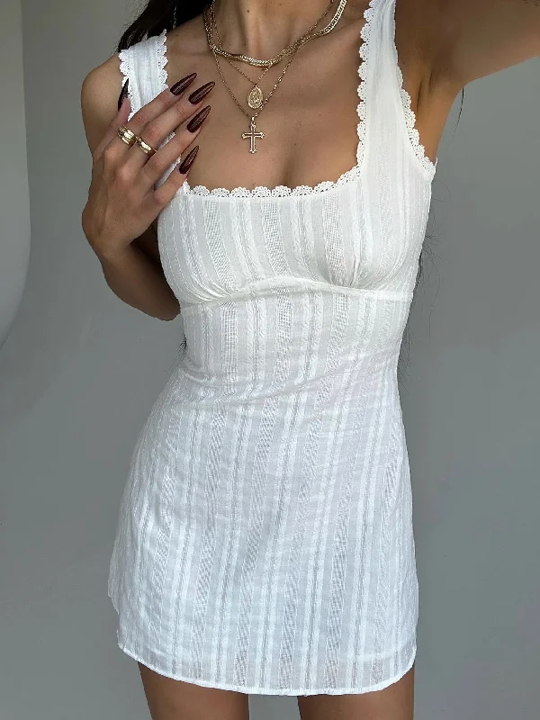 Floral print mini dresses for summer parties Dasha Mini Dress White Lower Impact