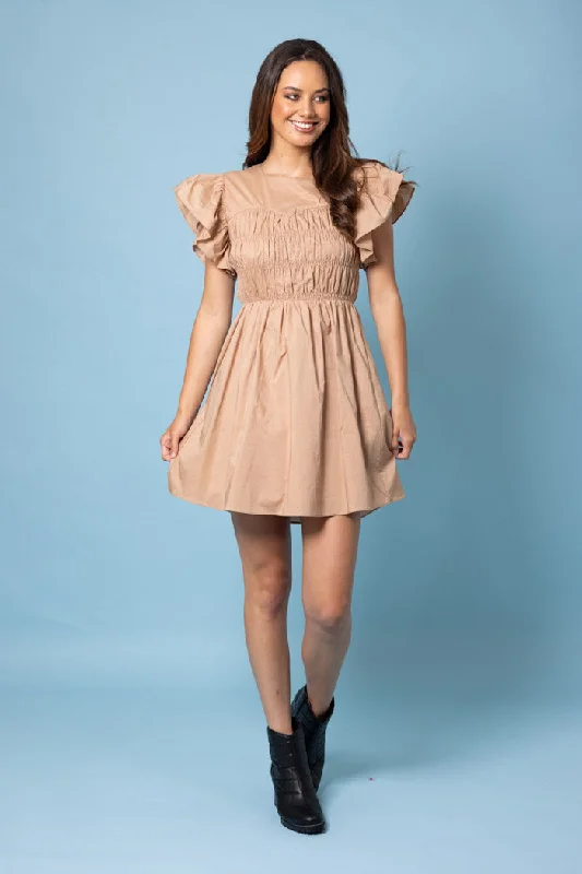 Mini dresses with halter necks for a stylish choice Camilla Dress Caramel