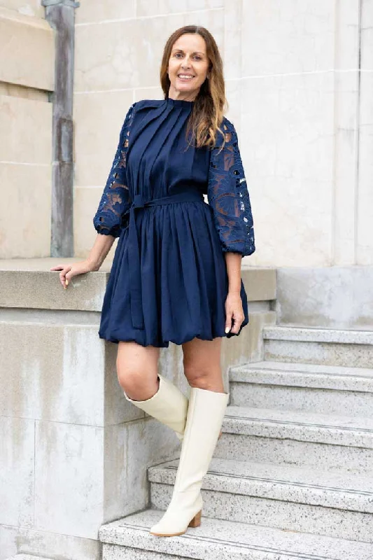 Satin mini dresses for a luxurious feel Saco Mini Dress Navy