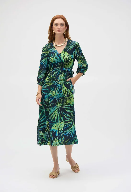 Midi dresses with sheer panels for a touch of allure Floral V-neck Belted Dress