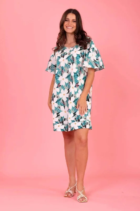 Linen mini dresses for a breathable summer option Bonnie Shift Dress Green Floral