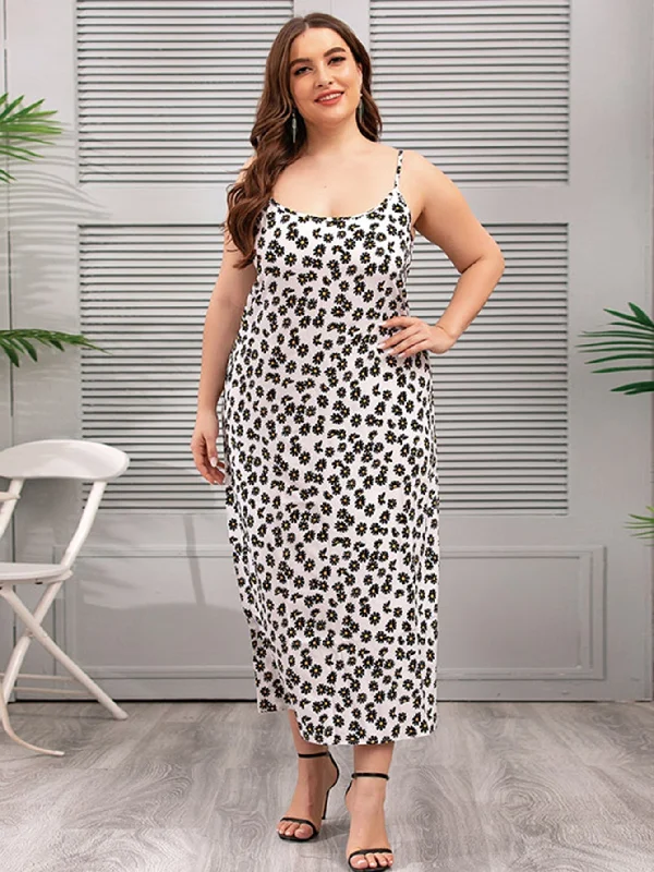 Midi dresses with ruched bodices for a feminine and fitted feel KittenAlarm - Plus Size Oversize Satin Silky Print Cami Dress Loungewear Midi dresses with ruched bodices for a feminine and fitted feel KittenAlarm - Plus Size Oversize Satin Silky Print Cami Dress Loungewear