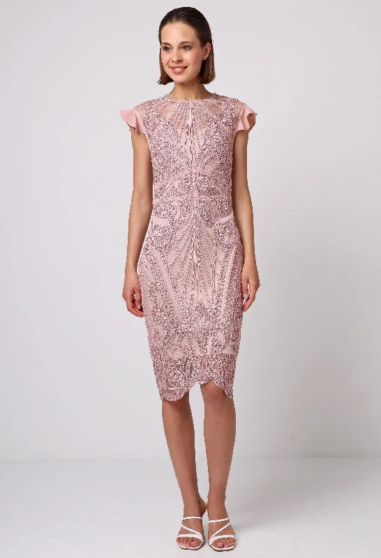 Midi dresses with mesh inserts for a trendy and breathable option Lace Midi Dress with Frill Sleeve Midi dresses with mesh inserts for a trendy and breathable option Lace Midi Dress with Frill Sleeve