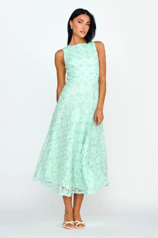Midi dresses with button - front designs for a classic touch Dianne Sleeveless Embellished Midi Dress Mint Midi dresses with button - front designs for a classic touch Dianne Sleeveless Embellished Midi Dress Mint