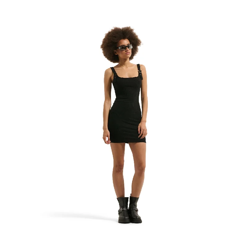 Mini dresses with pleated skirts for a classic look Women's Buckle Band Ribbed Mini Dress Mini dresses with pleated skirts for a classic look Women's Buckle Band Ribbed Mini Dress