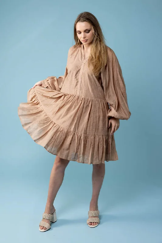 Mini dresses with off - the - shoulder styles Kate Dress Caramel