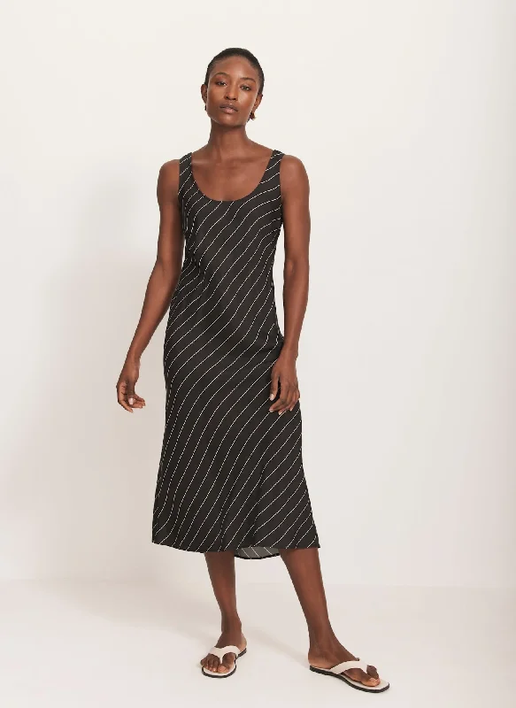 Leather mini dresses for a edgy style Black Striped Midi Dress