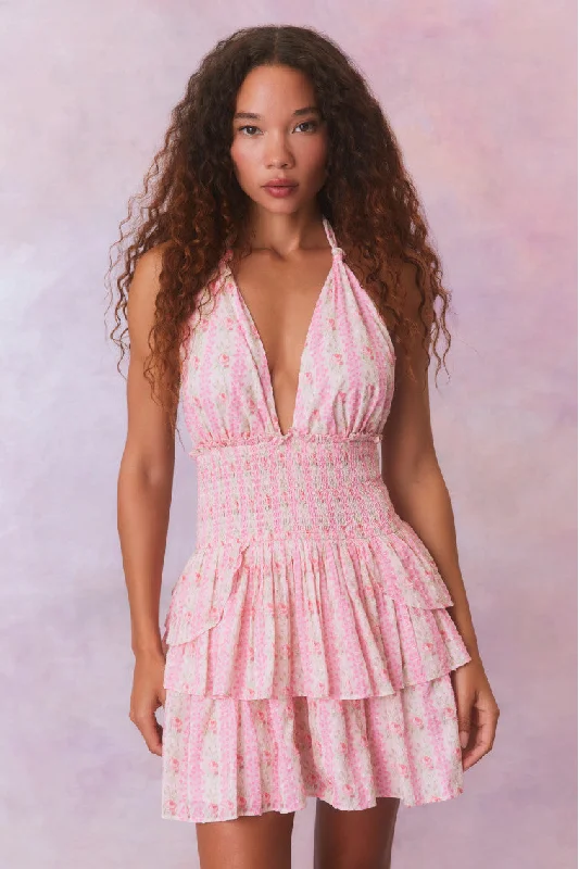 Mini dresses with geometric prints for a modern aesthetic Deanna Fragrance Print Halter Mini Dress Mini dresses with geometric prints for a modern aesthetic Deanna Fragrance Print Halter Mini Dress