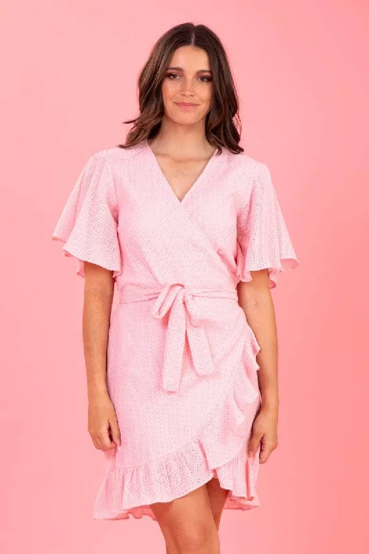 Mini dresses with criss - cross backs for a flirty look Koda Mini Dress Pink