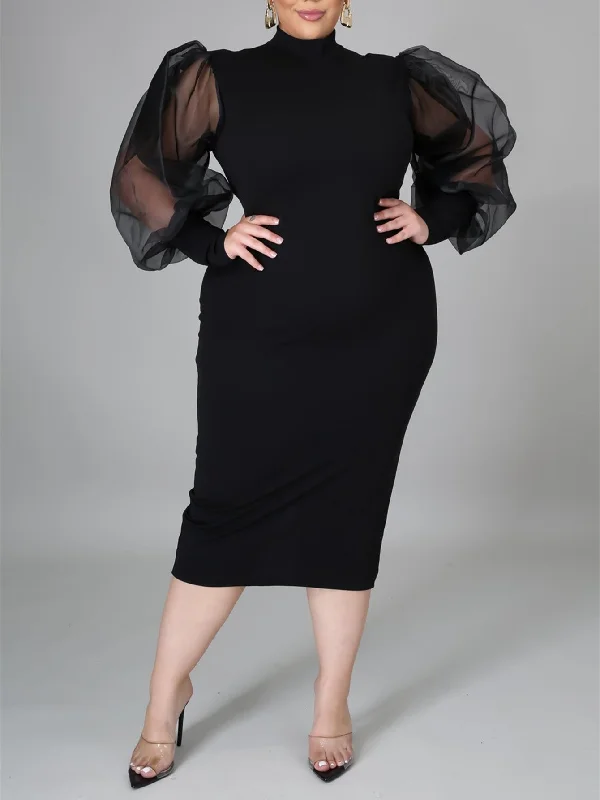 Midi dresses with belted waists to accentuate the figure KittenAlarm - Fashion Puff Sleeve Plus Size Party Midi Dress Midi dresses with belted waists to accentuate the figure KittenAlarm - Fashion Puff Sleeve Plus Size Party Midi Dress