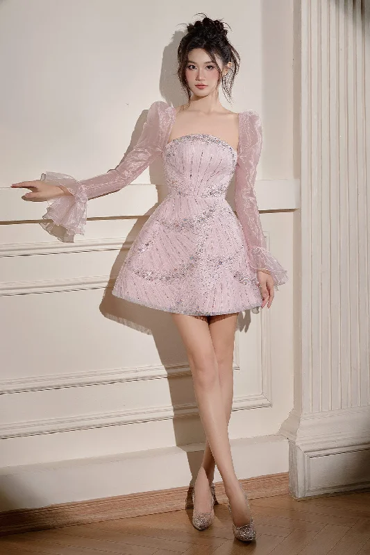 Mini dresses with wrap - around styles Rosalie A-line Bead Taffeta Mini Dress