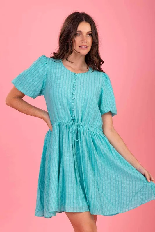 Mini dresses with pleated skirts for a classic look Hayley Mini Dress Aqua