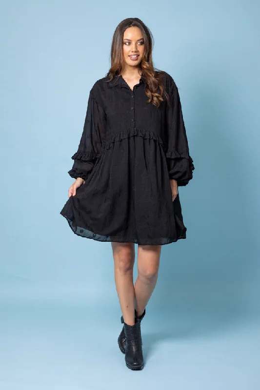 Mini dresses with one - shoulder designs Loralee Dress Black