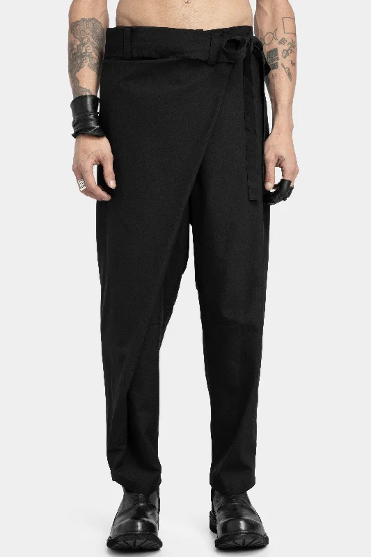 Skinny Fit Women's Leather Look Leggings for a Rocker VibeAsymmetrical skirt overlay wool blend pants