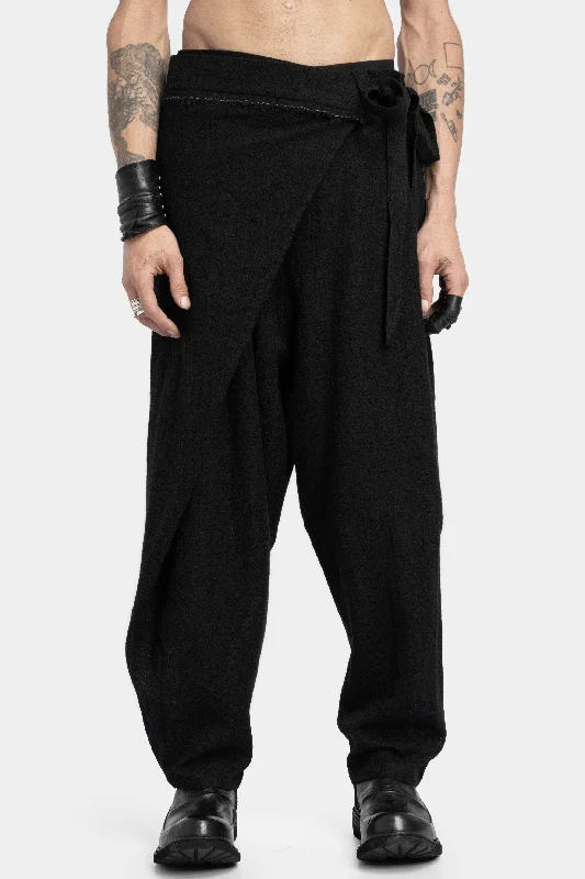 Plus Size Women's Patchwork - Design Jeans for a Unique AppearanceAsymmetrical skirt overlay worsted wool pants Plus Size Women's Patchwork - Design Jeans for a Unique AppearanceAsymmetrical skirt overlay worsted wool pants
