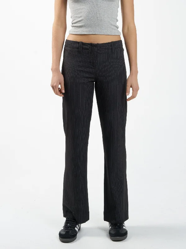Cropped Women's Corduroy Pants in Autumn ColorsBrit Pinstripe Pant - Charcoal