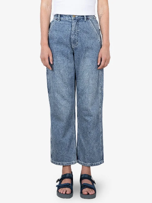 Plus Size Women's High - Waisted Bootcut Jeans in Distressed StyleHYC Workshop Pant - Weathered Blue Plus Size Women's High - Waisted Bootcut Jeans in Distressed StyleHYC Workshop Pant - Weathered Blue