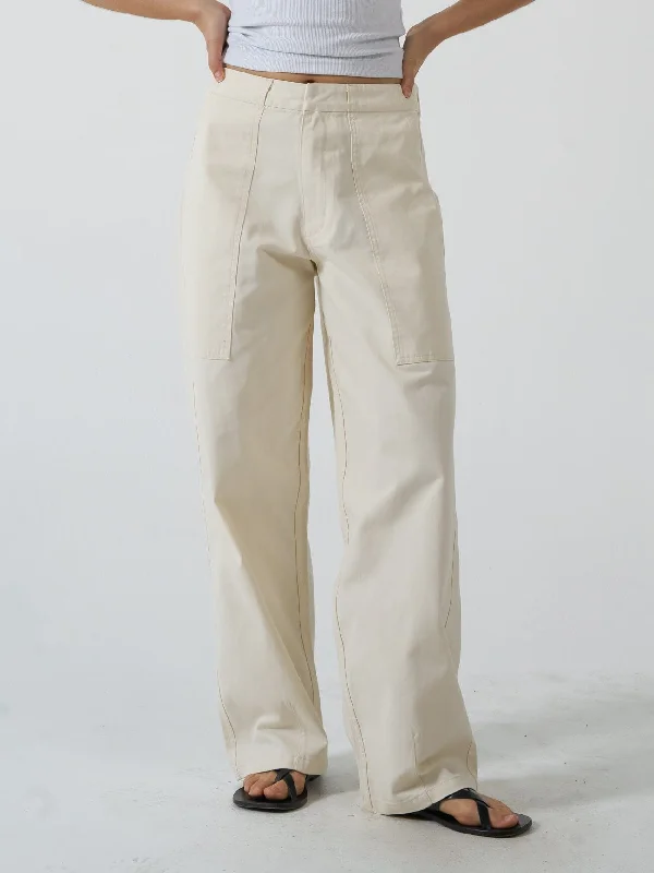 Tapered Leg Women's Wool Blend Trousers for WinterMason Pant - Heritage White