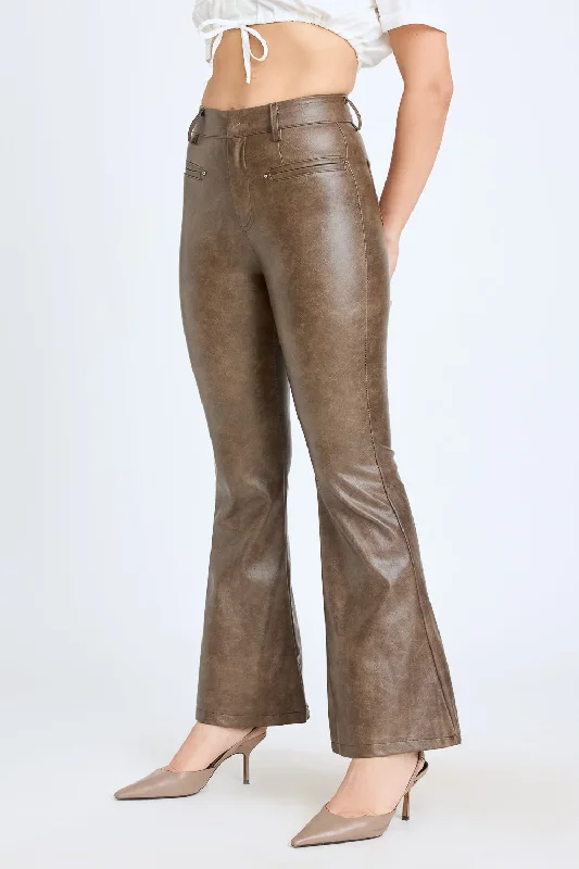 Skinny Fit Women's Leather Look Leggings for a Rocker VibeSand Bootcut Wide Trouser