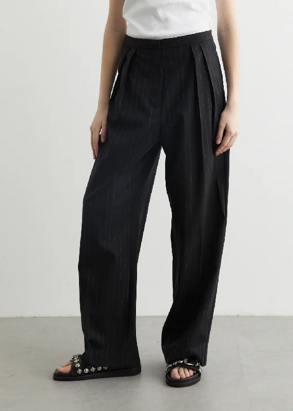 Plus Size Women's Drawstring - Waist Loungewear Pants in Soft FabricsTailored Pinstripe Pants Plus Size Women's Drawstring - Waist Loungewear Pants in Soft FabricsTailored Pinstripe Pants