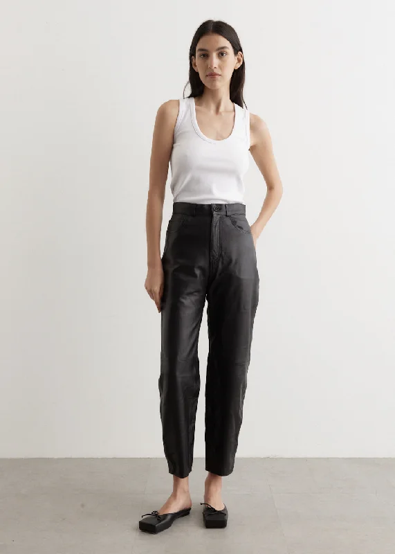 Women's Straight - Leg Linen Pants for a Breezy Summer LookTapered Leather Trousers