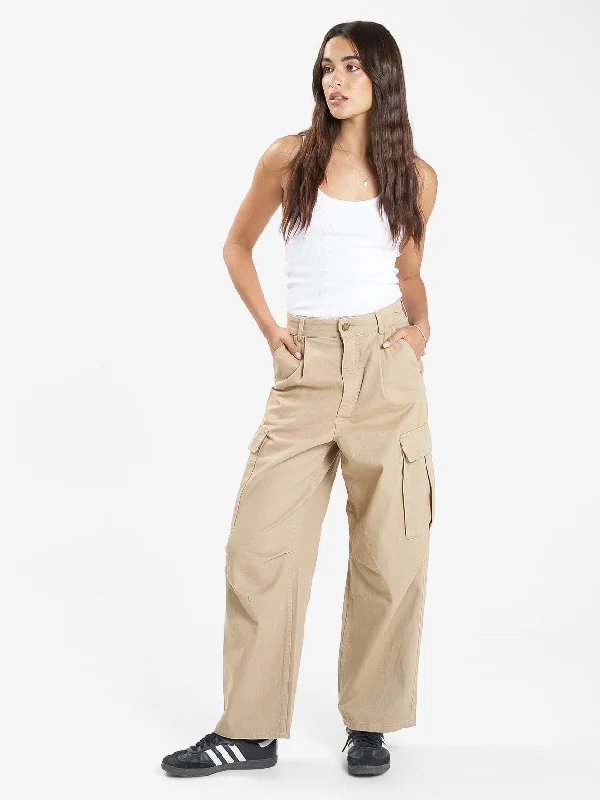 Tapered Leg Women's Wool Blend Trousers for WinterUnion Slouch Pant - Sand