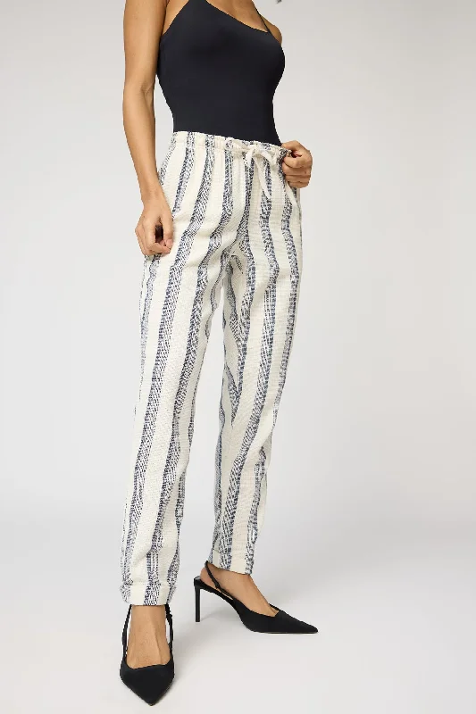 Cropped Women's Corduroy Pants in Autumn ColorsCoastal White and Navy Stripe Pants
