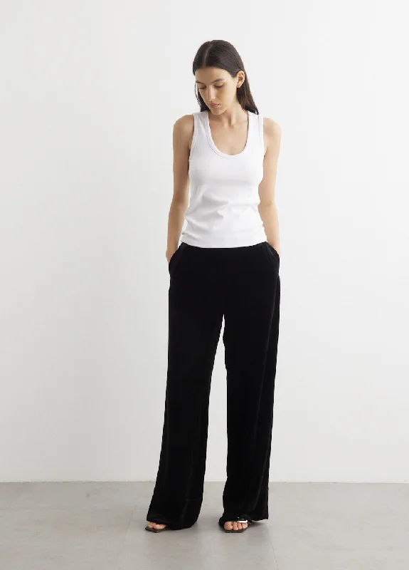 Plus Size Women's Elastic - Waist Culottes in Earth TonesWide Velvet Trousers