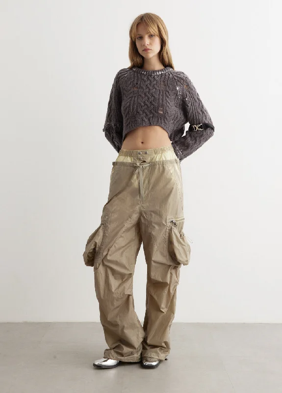 Bell - Bottom Style Women's Denim Pants with Embroidered DetailsBallon Pocket Parachute Pants Bell - Bottom Style Women's Denim Pants with Embroidered DetailsBallon Pocket Parachute Pants