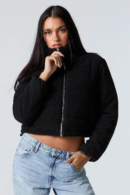 Women's reversible down coats with two - tone designs for versatile stylingCorduroy Puffer Jacket Women's reversible down coats with two - tone designs for versatile stylingCorduroy Puffer Jacket